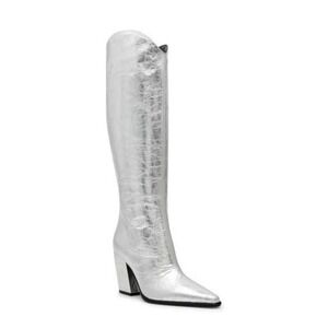 Steve Madden‎ Women's Gray Croft Pointed Toe Cowgirl Silver Boots Size 7